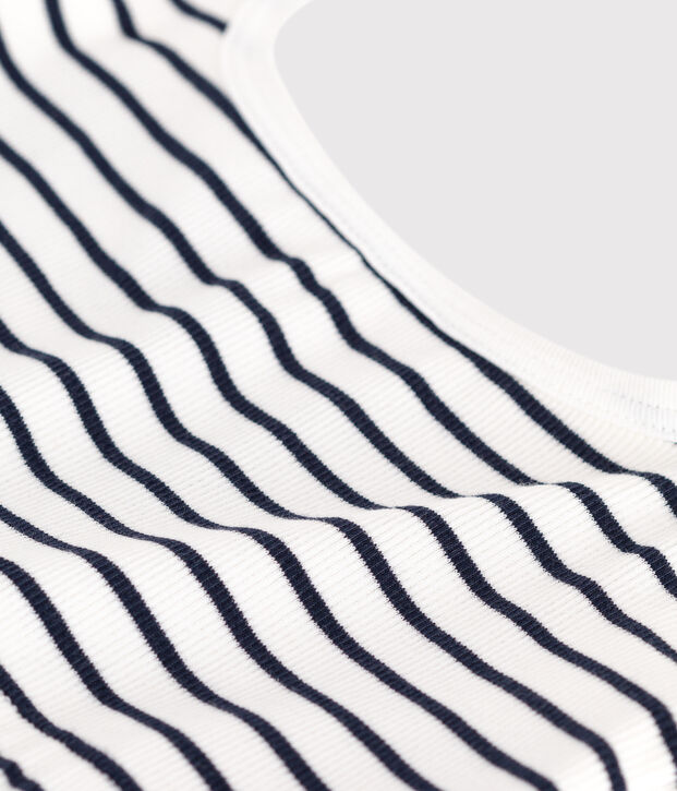 Gestreepte damesbehatop van katoen en elastaan wit/blauw