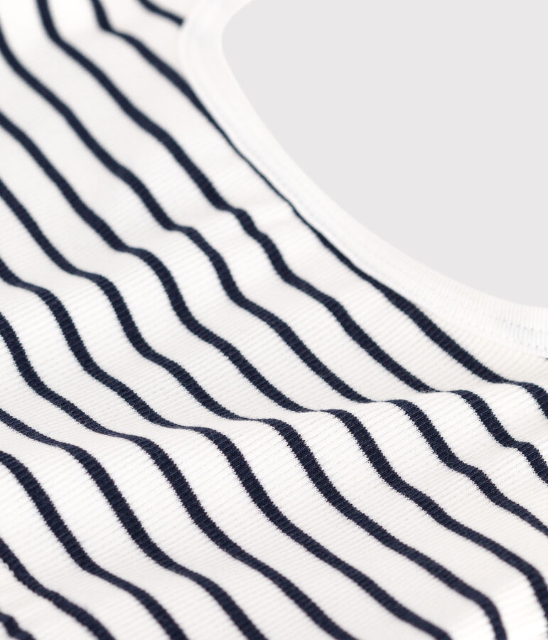 Brassi&egrave;re femme en coton et &eacute;lasthanne &agrave; rayures blanc/bleu