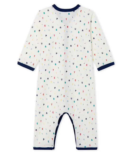 Dors bien sans pieds bébé garçon en côte blanc MARSHMALLOW/blanc MULTICO