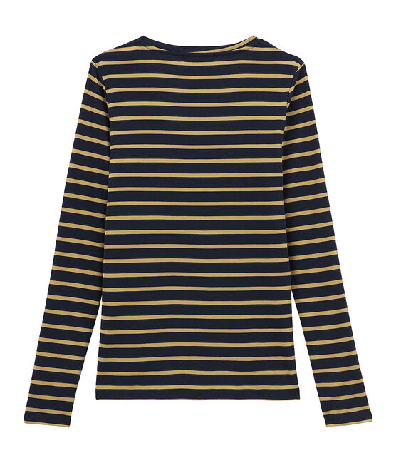 dames tee-shirtmet lange mouwen blauw SMOKING/geel BRINDILLE SATIN