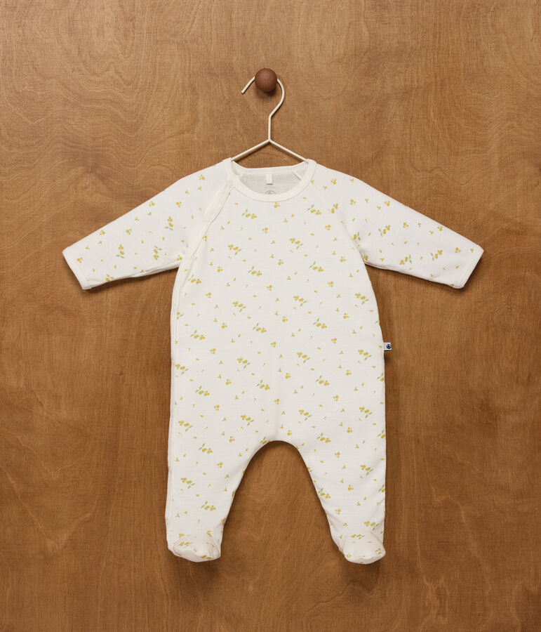 Katoenen babypyjama met bloemenprint wit/multicouleur