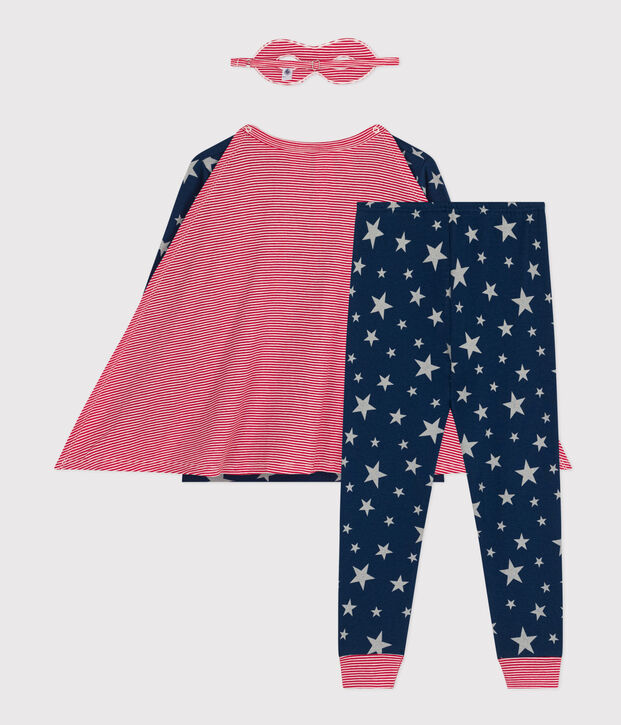 Pyjama d&eacute;guisement phosphorescent en coton enfant bleu/multicouleur