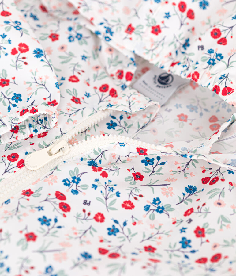 Coupe-vent b&eacute;b&eacute; anti-UV en polyester, imprim&eacute; fleuri blanc/multicouleur