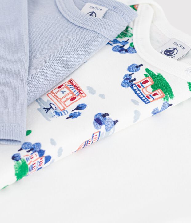 Setje van katoenen body's met lange mouw en Parijs-print voor baby's multicouleur