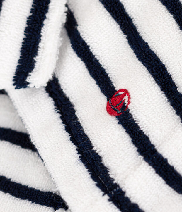 Gestreepte badjas in badstof voor meisjes/jongens wit/blauw