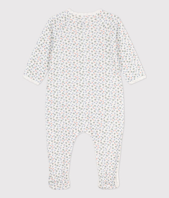 Slaappakje in molton met print voor baby's wit MARSHMALLOW/wit MULTICO