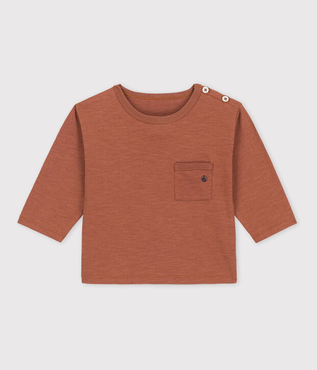T-shirt met lange mouwen voor baby's van katoen bruin