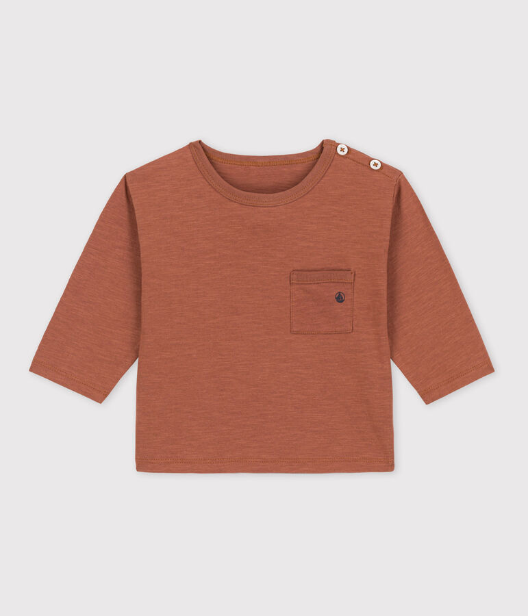 Tee-shirt manches longues b&eacute;b&eacute; en coton marron