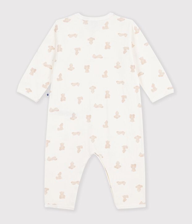 Pyjama b&eacute;b&eacute; en tubique sans pieds imprim&eacute; oursons blanc/BRUN