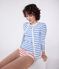 Effen katoenen damesvest wit MARSHMALLOW/blauw PERSE
