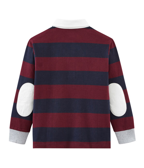 Gestreepte jongenspolo in rugbystijl blauw SMOKING/rood OGRE