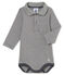 Body col polo rayure milleraies bébé garçon gris MAKI/blanc MARSHMALLOW