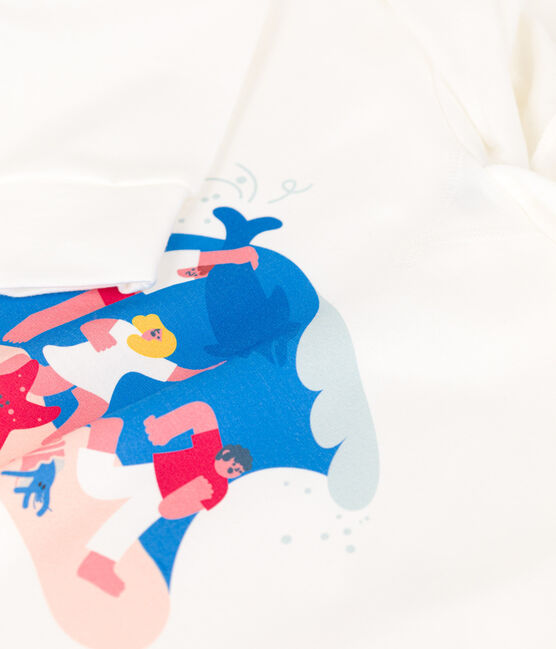 Sweatshirt jongen Petit Bateau x Water Family wit MARSHMALLOW