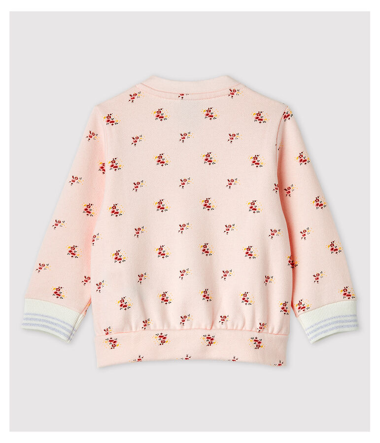 Bedrukte molton Teddy babymeisje roze/multicouleur