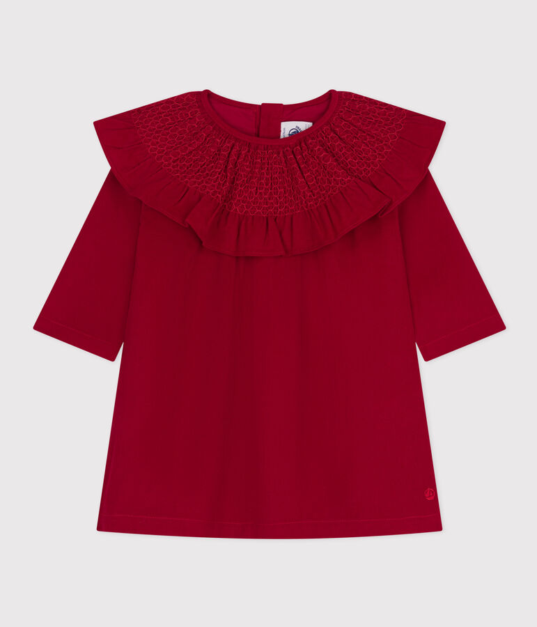 Babyjurkje met lange mouwen van fluweel rood