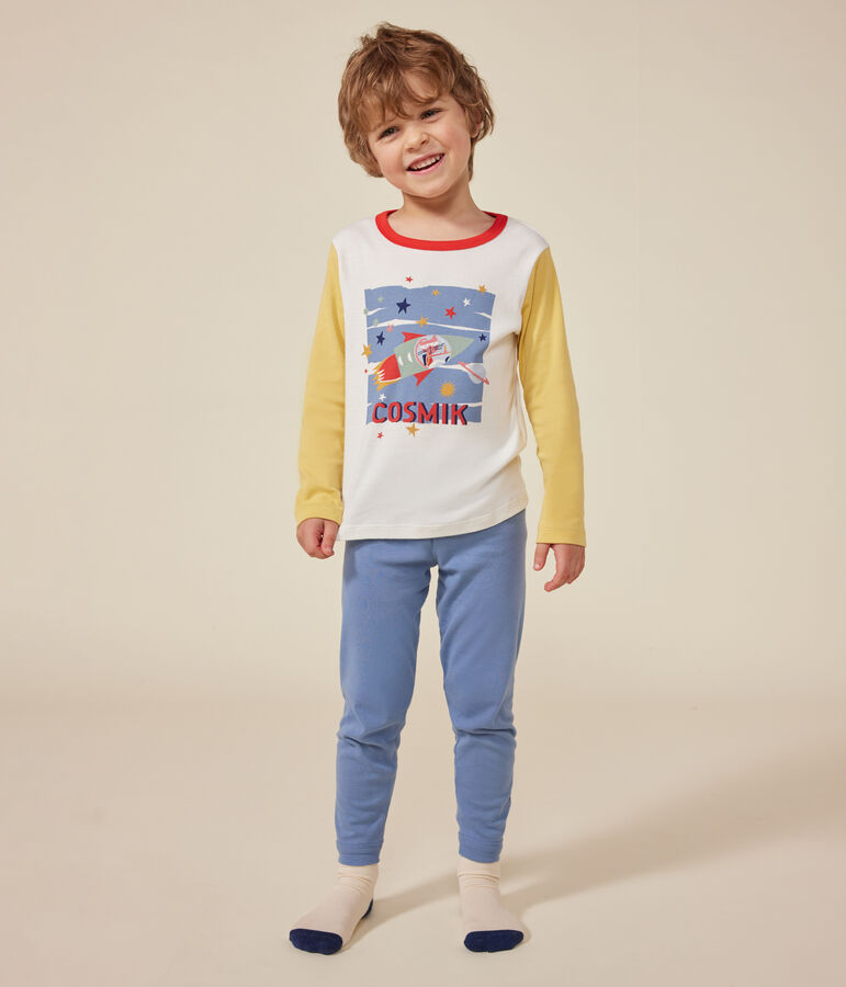 Pyjama en coton  uni motif espace enfant bleu BEACH/ MULTICO
