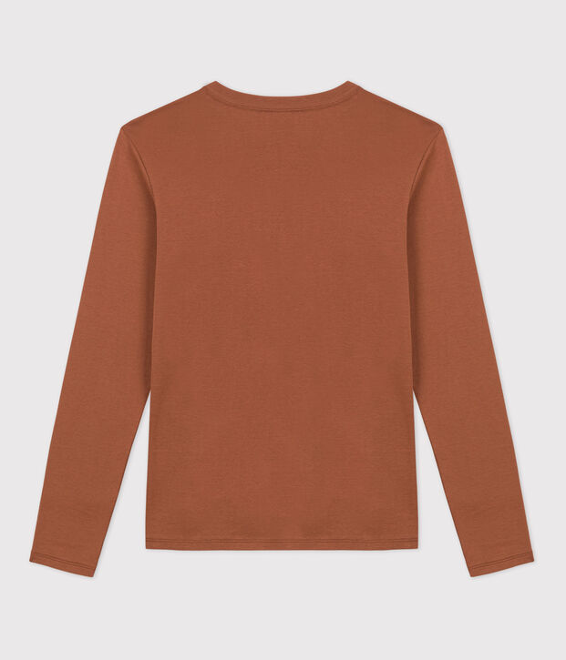 L'ICONIQUE, dames-T-shirt met ronde hals in katoen bruin