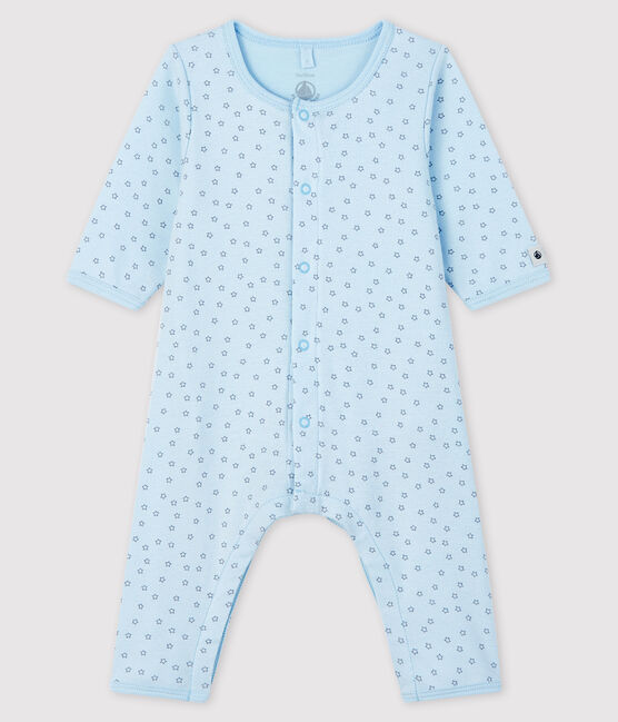 Bodyjama sans pieds étoiles bleues bébé garçon en côte bleu FRAICHEUR/gris CONCRETE