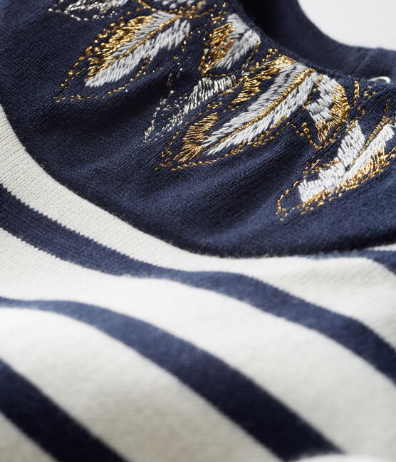 Vernieuwde marinetrui babymeisje beige COQUILLE/blauw SMOKING CN