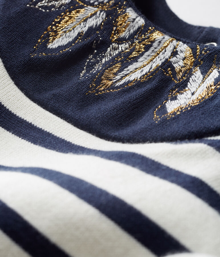 Vernieuwde marinetrui babymeisje wit/blauw