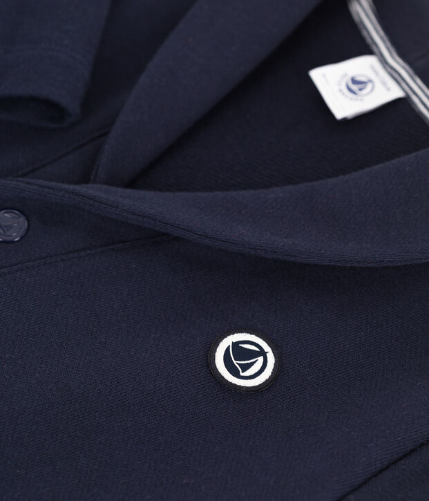 Cardigan enfant en coton uni bleu