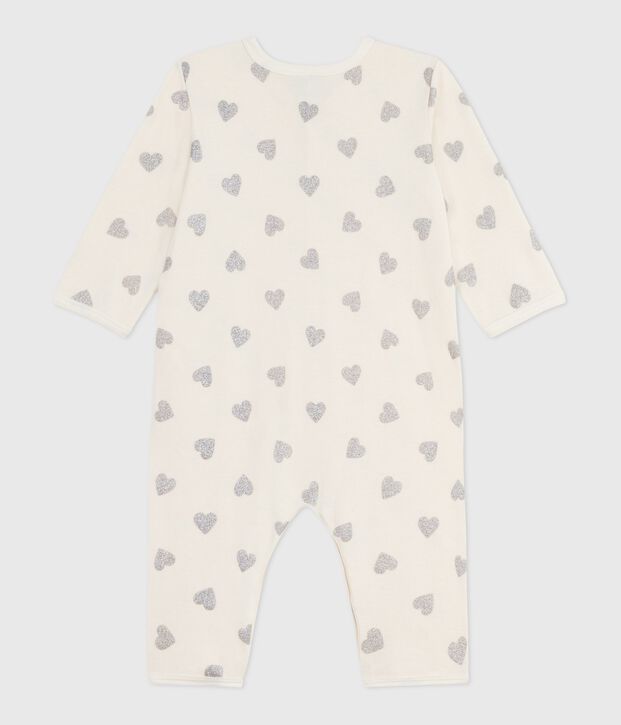 Pyjama b&eacute;b&eacute; sans pieds en coton imprim&eacute; &eacute;cru/gris