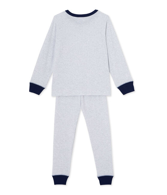 Pyjama garçon en milleraies grijs POUSSIERE/wit LAIT