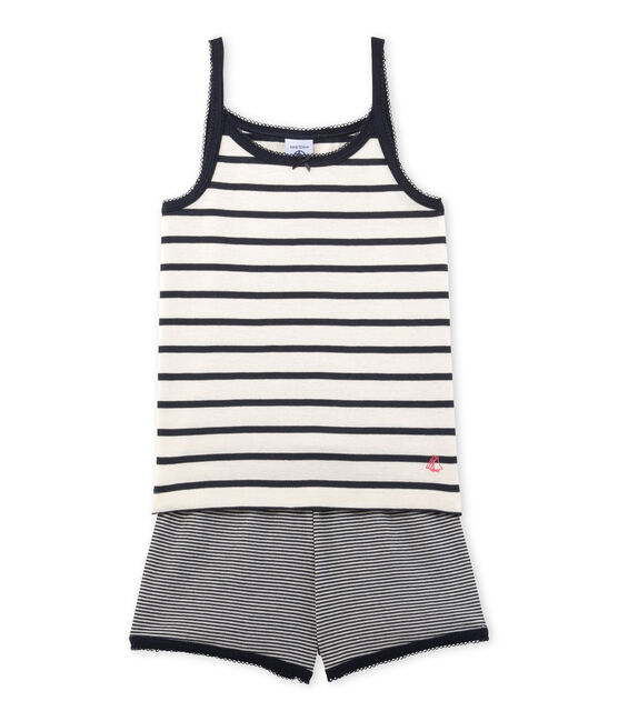 Pyjacourt fille rayé beige COQUILLE/blauw SMOKING