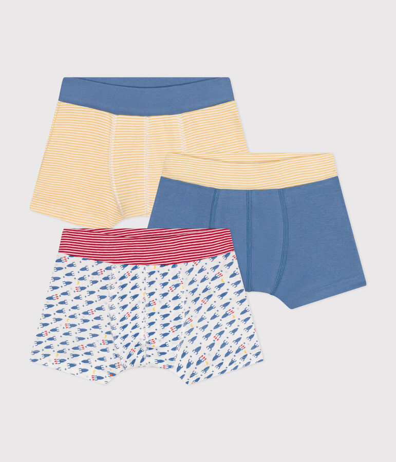 Setje met 3 katoenen boxershorts met raketmotiefje voor kinderen multicouleur