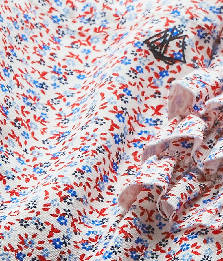 Legging met dessin voor babymeisjes wit MARSHMALLOW/rood TERKUIT/ MULTICO