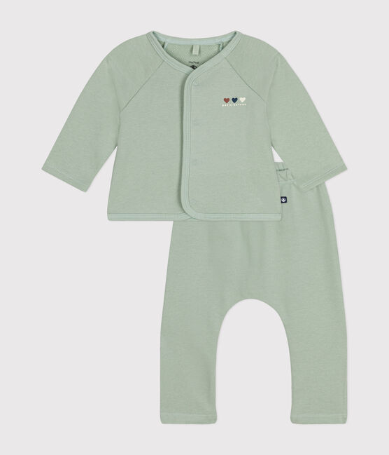 Tweedelige set van molton voor baby's groen HERBIER