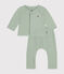 Tweedelige set van molton voor baby's groen HERBIER