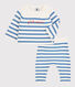 Ensemble 2 pièces marinière bébé en tricot laine et coton