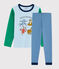 Jongenspyjama van ribtricot met dieren en yoga blauw ALASKA/wit MULTICO