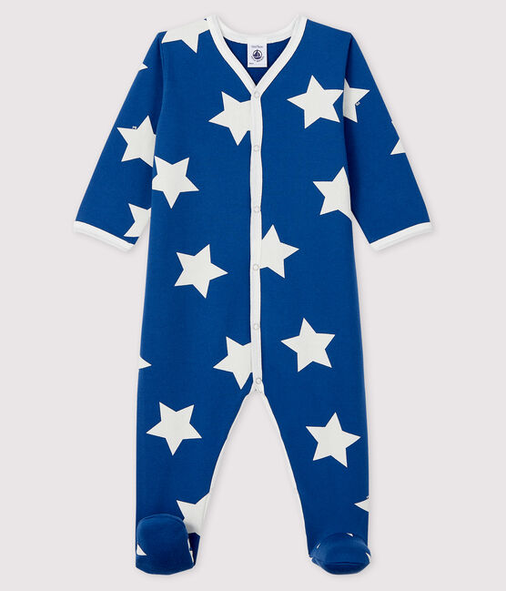 Dors-bien bleu à étoiles bébé en molleton bleu MAJOR/blanc ECUME