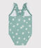 Maillot de bain bébé une pièce à volants, imprimé fleuri bleu PAUL/blanc MARSHMALLOW