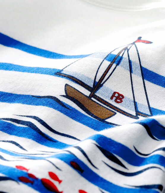 Marinière créative bébé garçon blanc MARSHMALLOW/bleu PERSE