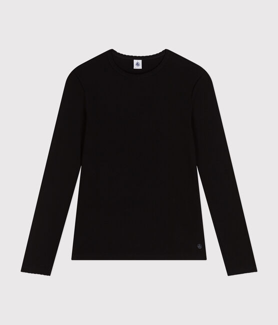 L'ICONIQUE, T-shirt voor dames met cocottesteek in katoen zwart BLACK
