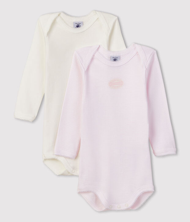 Set van 2 rompertjes met lange mouwen en milleraies-streep van biologisch katoen voor baby's multicouleur