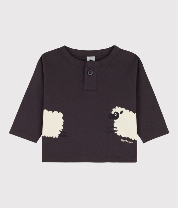 Tee-shirt manches longues b&eacute;b&eacute; en coton gris