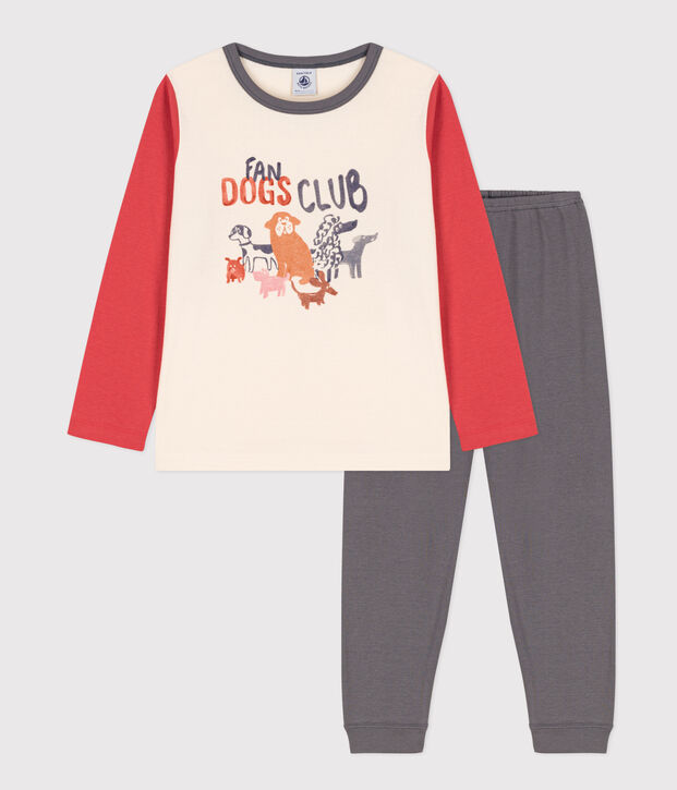 Katoenen pyjama voor kleine meisjes en jongens grijs/multicouleur
