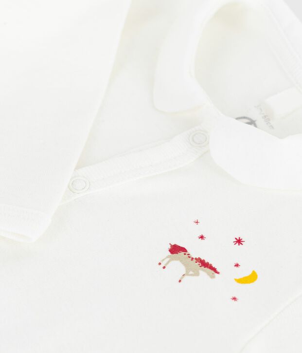 Effen katoenen babypyjama zonder voetjes wit