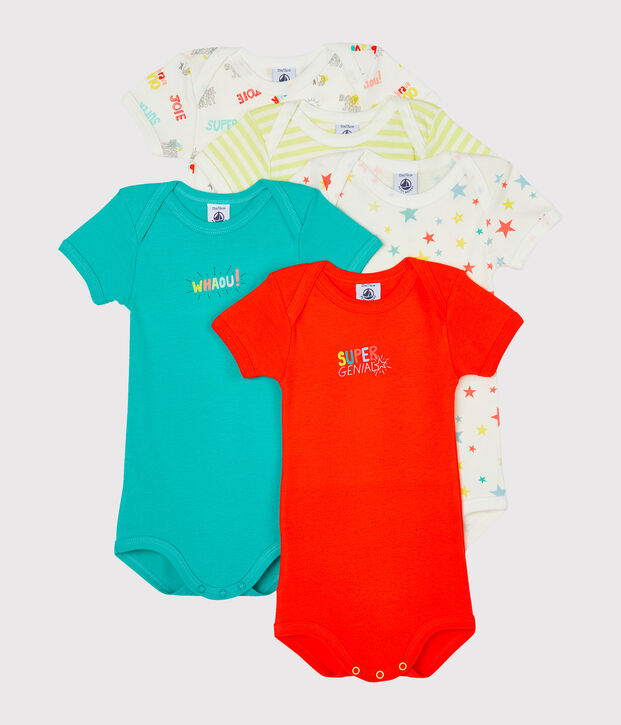 Lot de 5 bodies manches courtes b&eacute;b&eacute; gar&ccedil;on multicouleur
