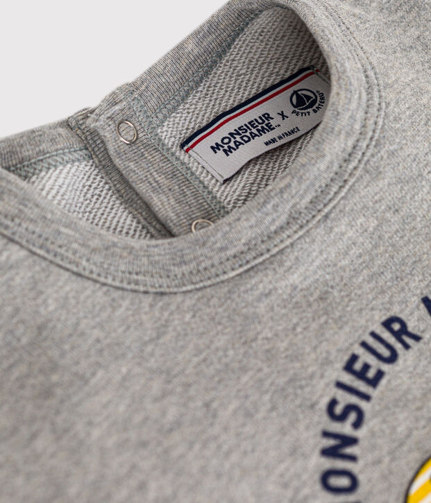 Fleece sweatshirt met Monsieur Madame-print voor baby's grijs