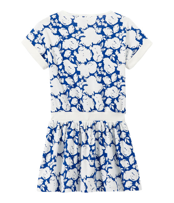 Robe fille imprimée blanc MARSHMALLOW/bleu PERSE