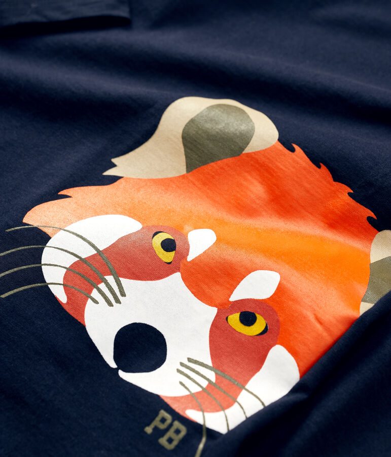 Tee-shirt manches longues en coton enfant gar&ccedil;on bleu SMOKING