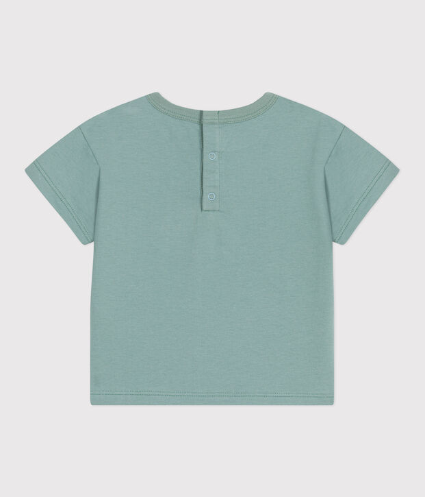 Tee-shirt b&eacute;b&eacute; en coton &agrave; manches courtes uni vert