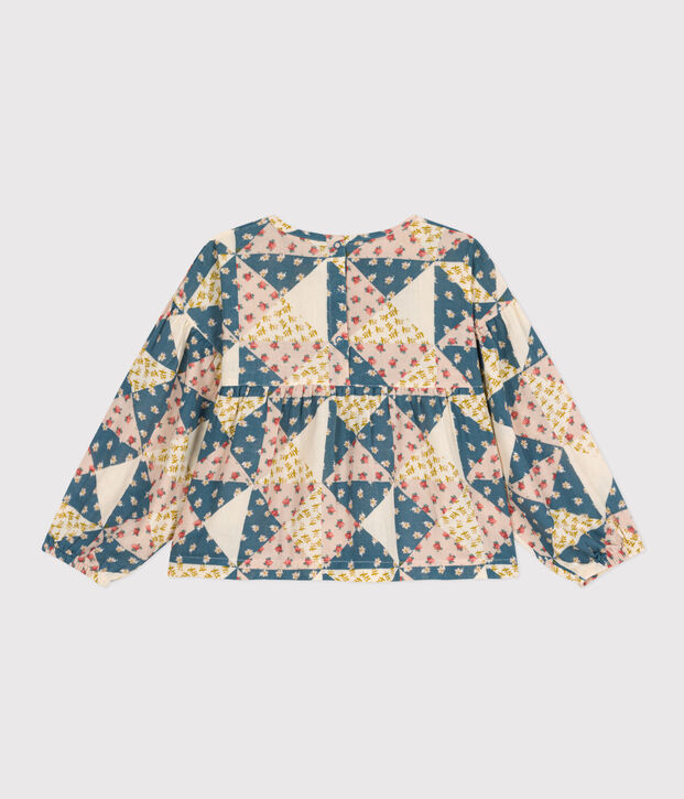 Blouse in katoenen gaas voor meisjes roze/multicouleur