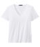 T-shirt femme COL V en jersey fin blanc ECUME