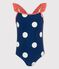 Maillot de bain 1 pièce à pois enfant fille bleu MEDIEVAL/blanc MARSHMALLOW